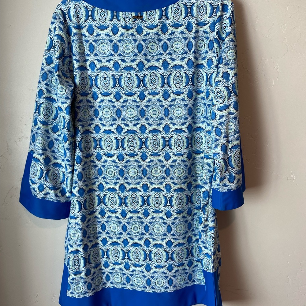 Cabana Life Blue and White Paisley Swim Coverup Dress L SPF Resortwear Travel - Picture 7 of 7